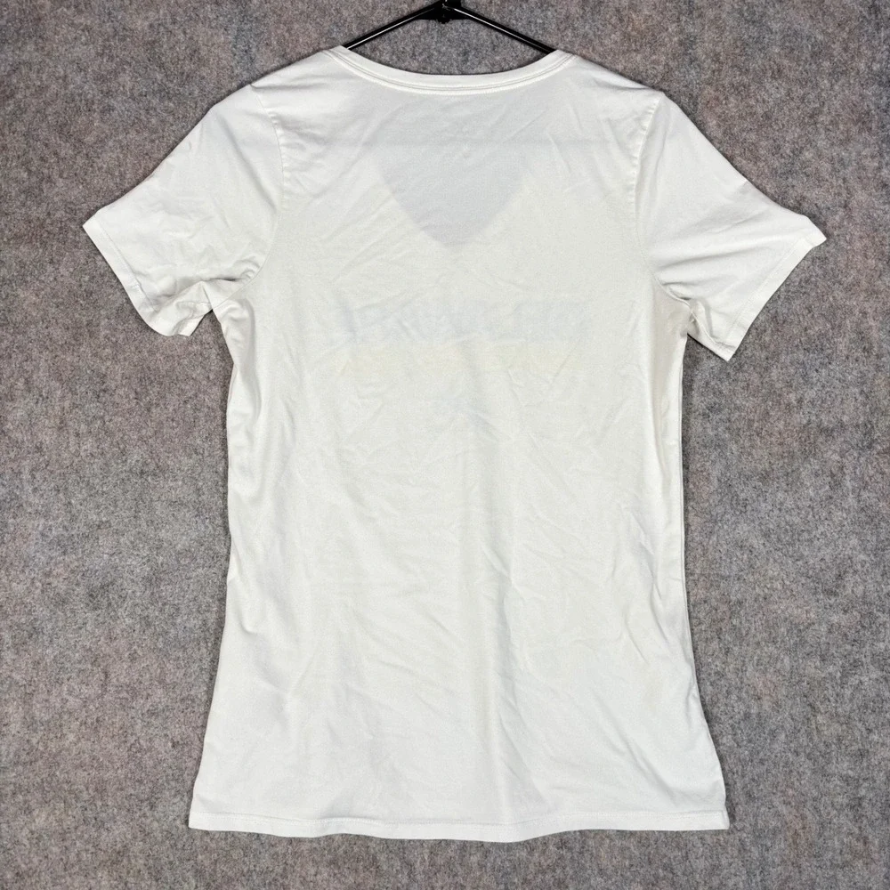 Nike T-Shirt Womens Small White Delaware Blue Hens Dri-FIT V-Neck Athletic Tee